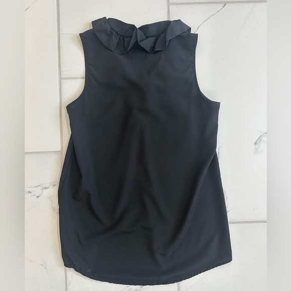 Mud Pie Black Top | Ruffle Collar Sleeveless Top | Size Small Women’s Blouse EUC - Picture 3 of 7